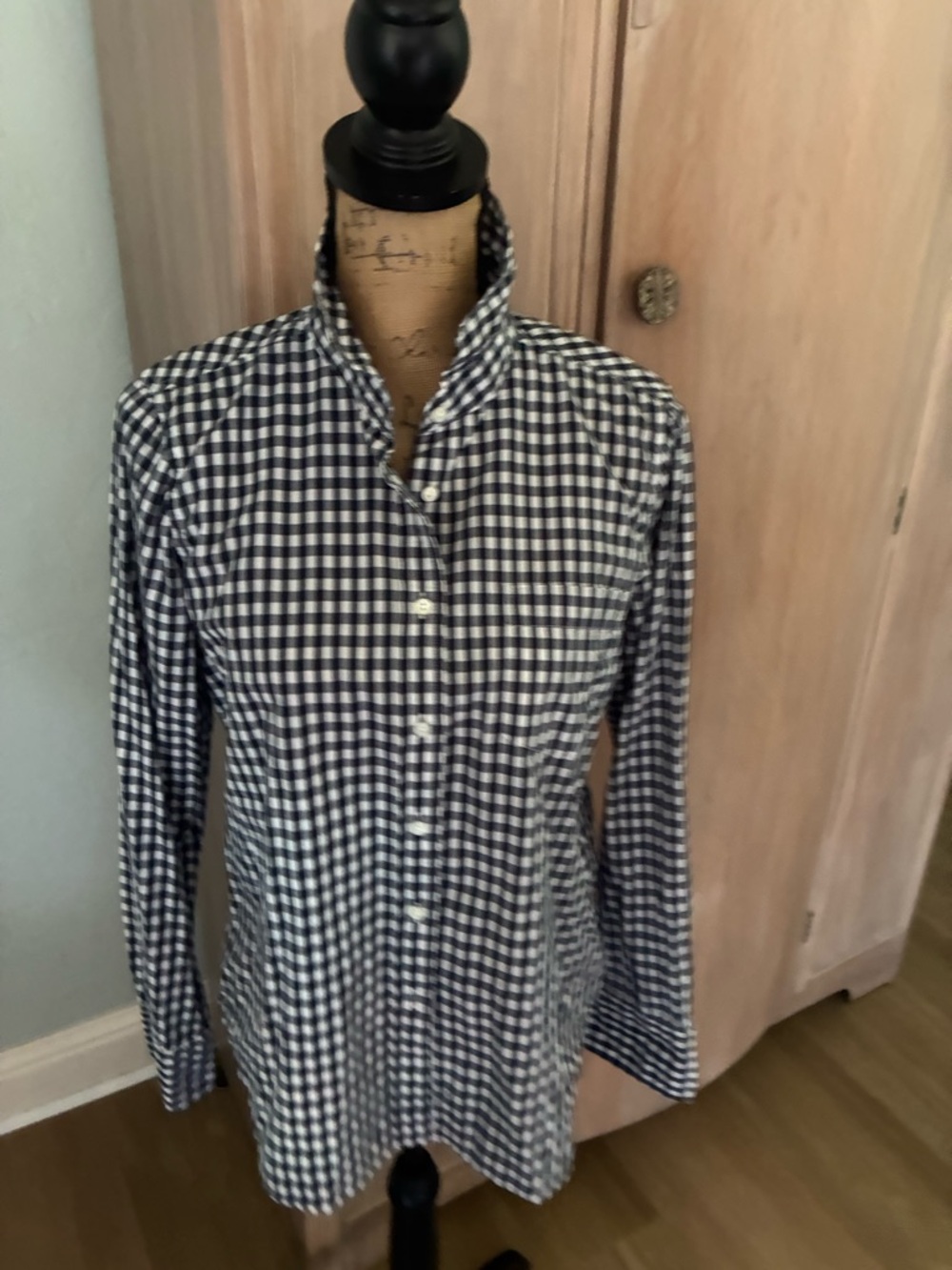 J. Crew Sz 10 Boy Navy Gingham Button Down Shirt - Picture 13 of 15